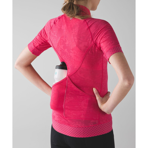 RARE Lululemon Lace Mesh Cycling Hiking Running Full Zip Jersey Pink 10 MINT - Picture 4 of 15